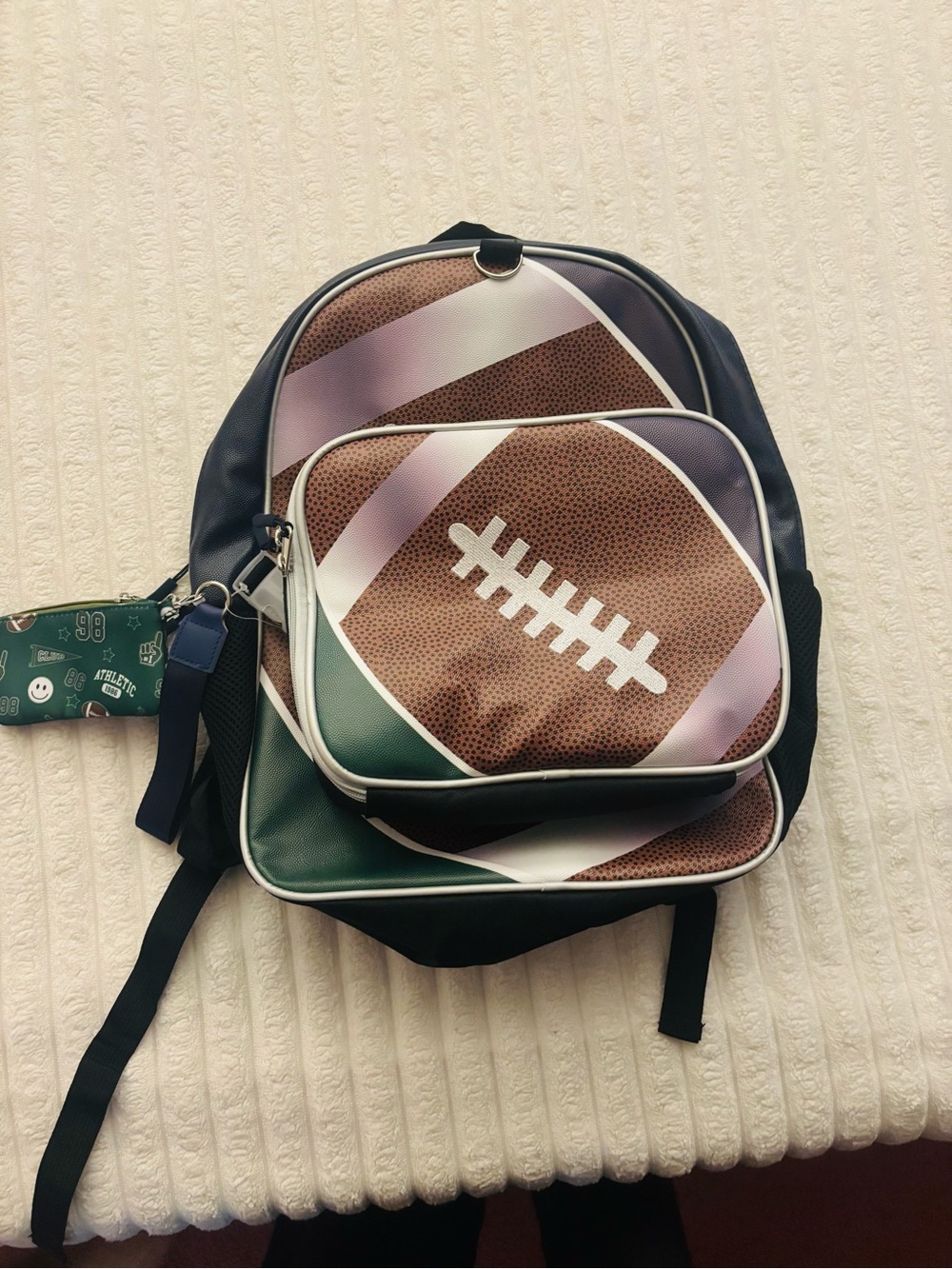 Football Graphic Boys Backpack - Brown/Green